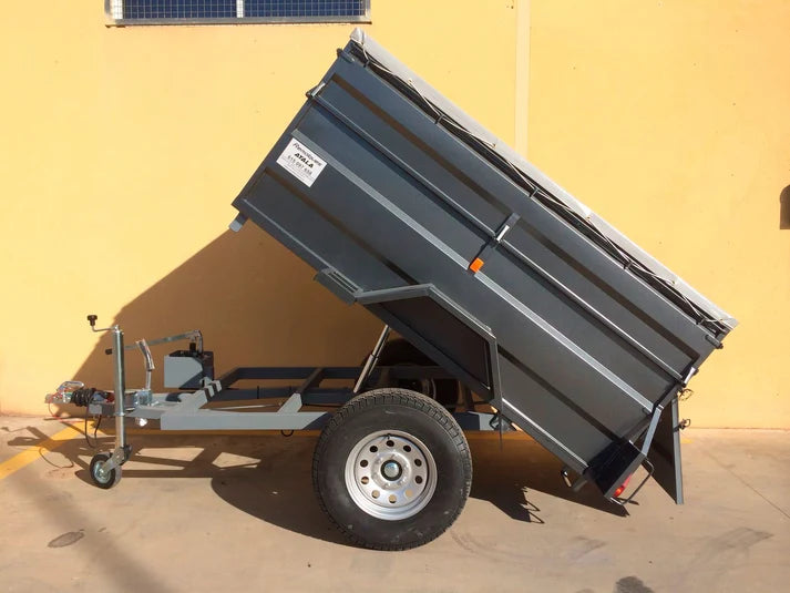 Remolque 4×4 Basculante Hidráulico Nuevo con Freno de Inercia – 220 × 130 × 60 + 35 cm – MMA 750 kg