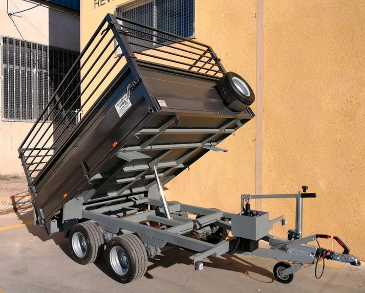 Remolque Basculante Hidráulico Nuevo de Doble Eje – 250 × 180 × 50 cm – Ruedas Inferiores