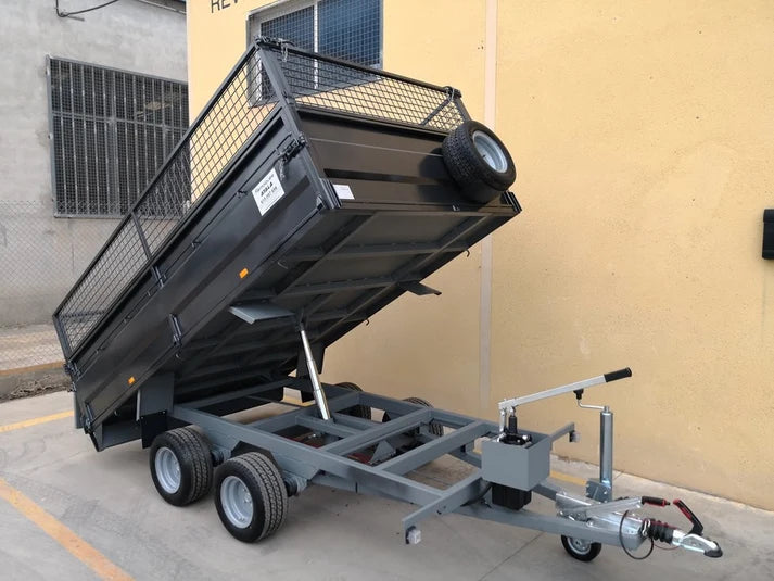 Remolque Basculante Hidráulico Nuevo de Doble Eje – 300 × 180 × 50 cm – Ruedas Inferiores