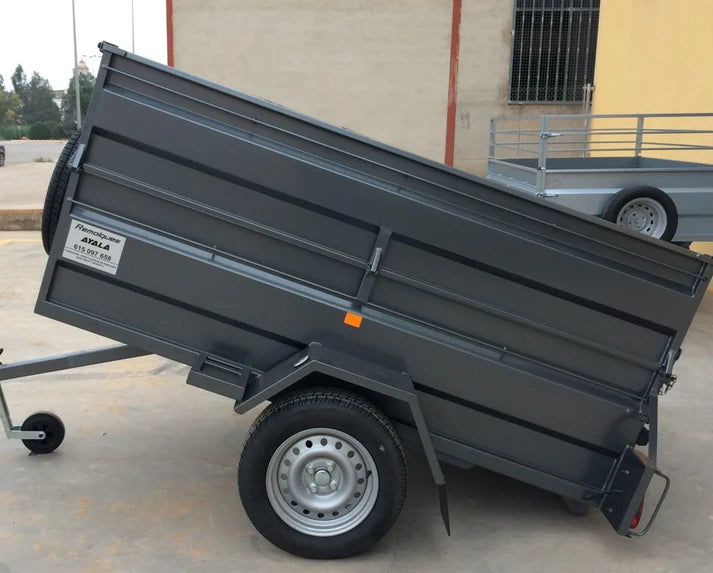 Remolque Basculante Nuevo con Sobrelaterales – 220 × 130 × 50 + 35 cm – MMA 750 kg
