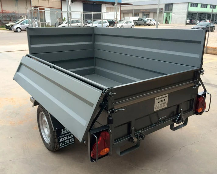 Remolque Basculante Nuevo con Sobrelaterales – 220 × 130 × 50 + 35 cm – MMA 750 kg