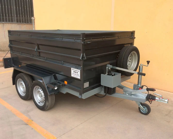 Remolque Basculante Hidráulico Nuevo Reforzado de Doble Eje – 250 × 152 × 50 + 35 cm – MMA 750 kg