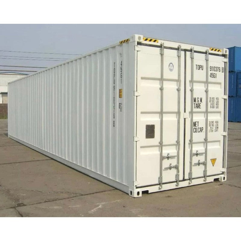 Contenedor marítimo nuevo de 40 pies High Cube (HC) en color blanco