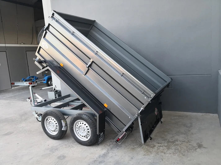 Remolque Basculante Hidráulico Nuevo de Doble Eje con Sobrelateral – 200 × 130 × 50 + 35 cm