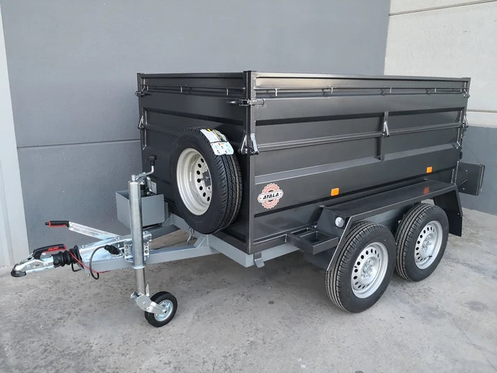 Remolque Basculante Hidráulico Nuevo de Doble Eje con Sobrelateral – 200 × 130 × 50 + 35 cm
