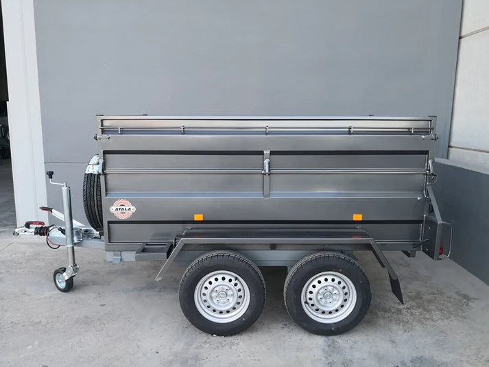 Remolque Basculante Hidráulico Nuevo de Doble Eje con Sobrelateral – 200 × 130 × 50 + 35 cm