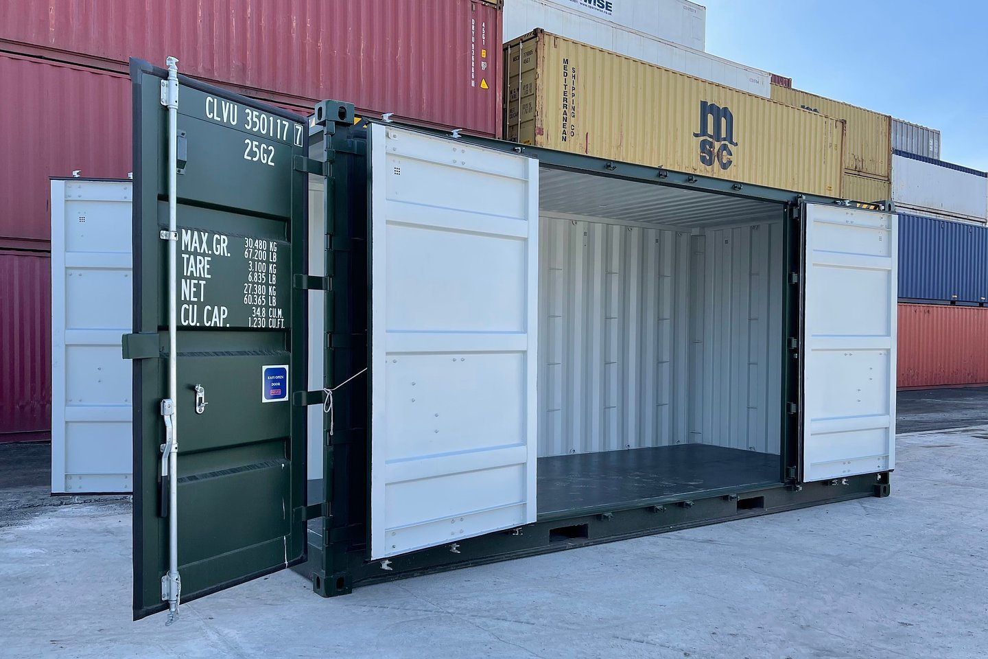 Contenedor marítimo nuevo de 20 pies High Cube (HC) con puertas laterales
