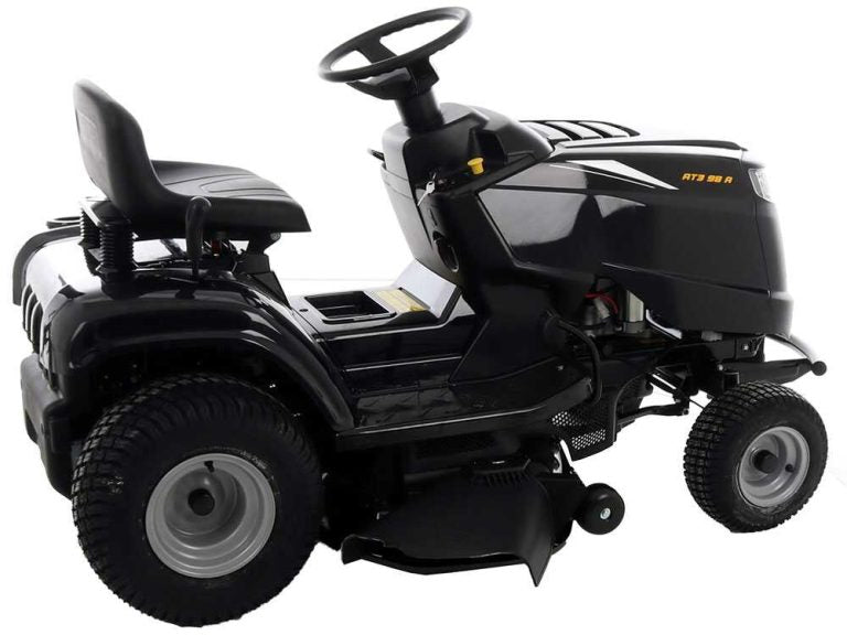 El Alpina AT3 98 A es un tractor cortacésped de gasolina equipado con un motor ST 350 Powered by STIGA de 352 cm³