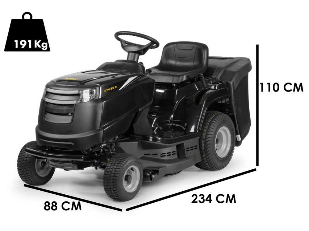 El Alpina AT4 84 A es un tractor cortacésped de gasolina equipado con un motor ST 350 de 352 cm³